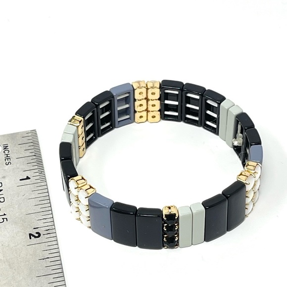 New Anthropologie Modern Stretch Bracelet Black - Picture 6 of 8